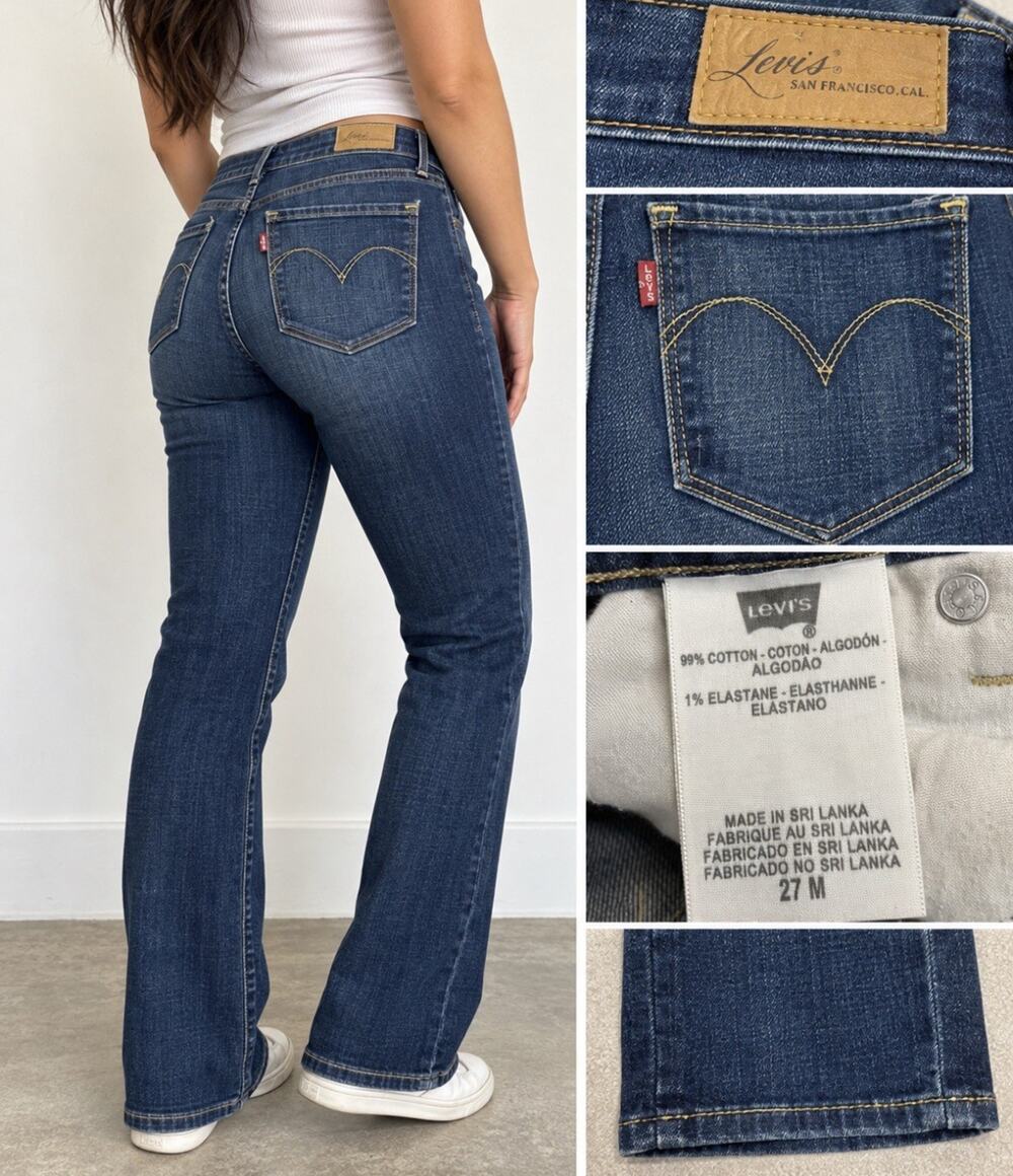 Levi's Demi Curve Women's Slim Leg Jeans 27 Dark Wash Indigo Denim Mid Rise Y2K